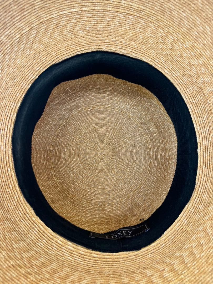 GK フォクシー　ブティック　リボン　ストロー　ハット　麦わら帽子