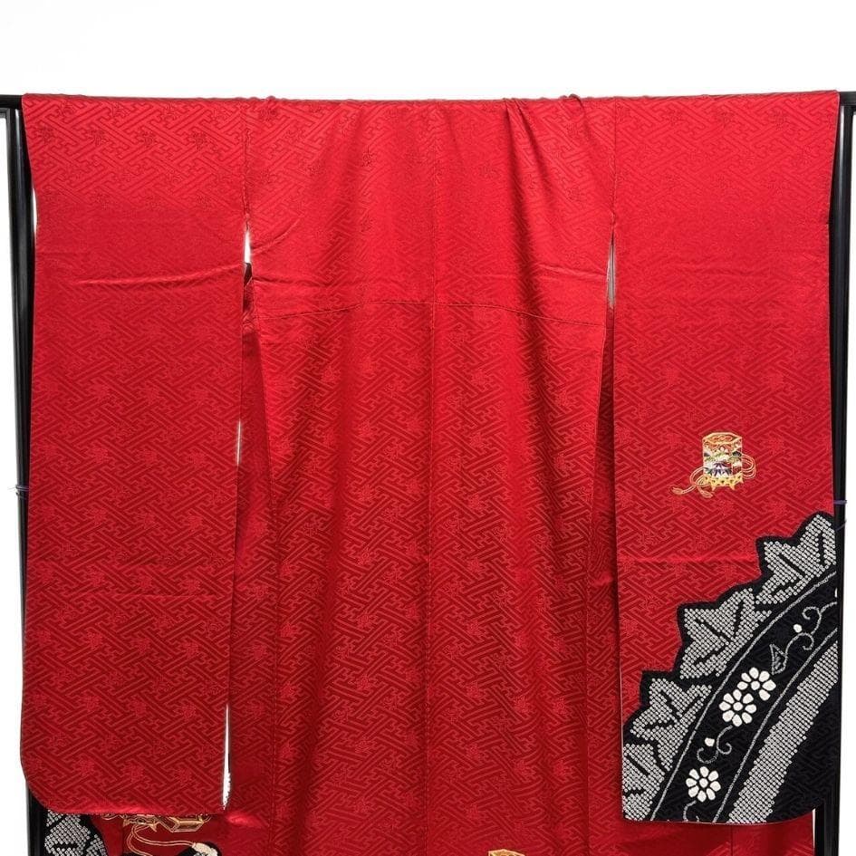 金駒刺繍　絞り　香箱　水引　楓　振袖　着物　012a p