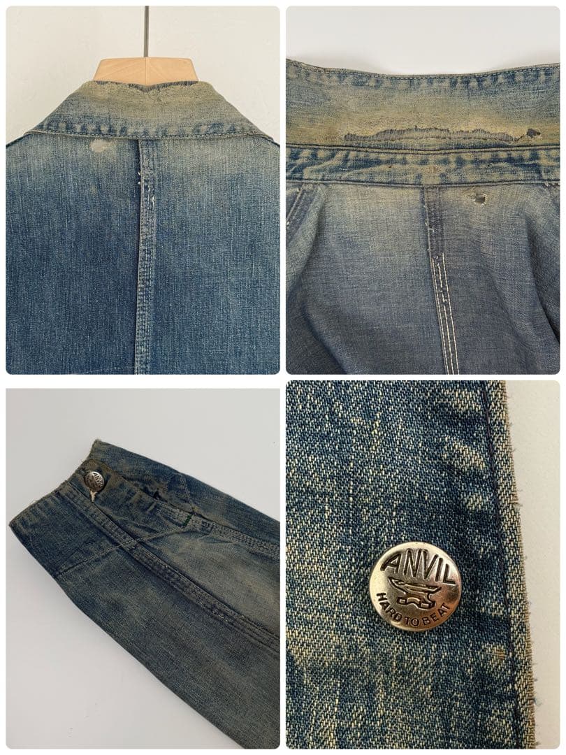 Anvil Brand 40s 50s ビンテージ ボロ デニム カバーオール