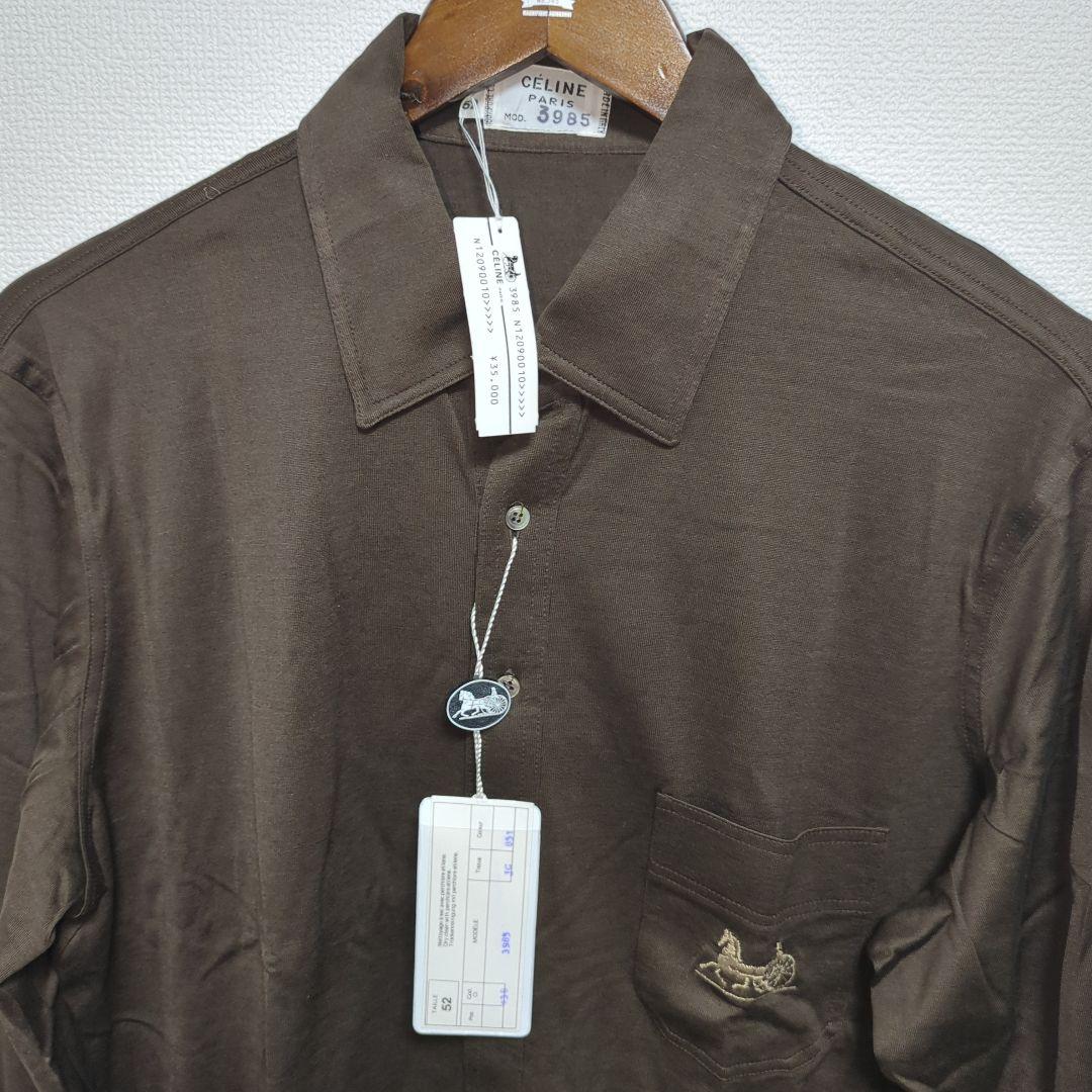 CELINE セリーヌ　ポロシャツ　長袖　オールド　OLD 馬車刺繍