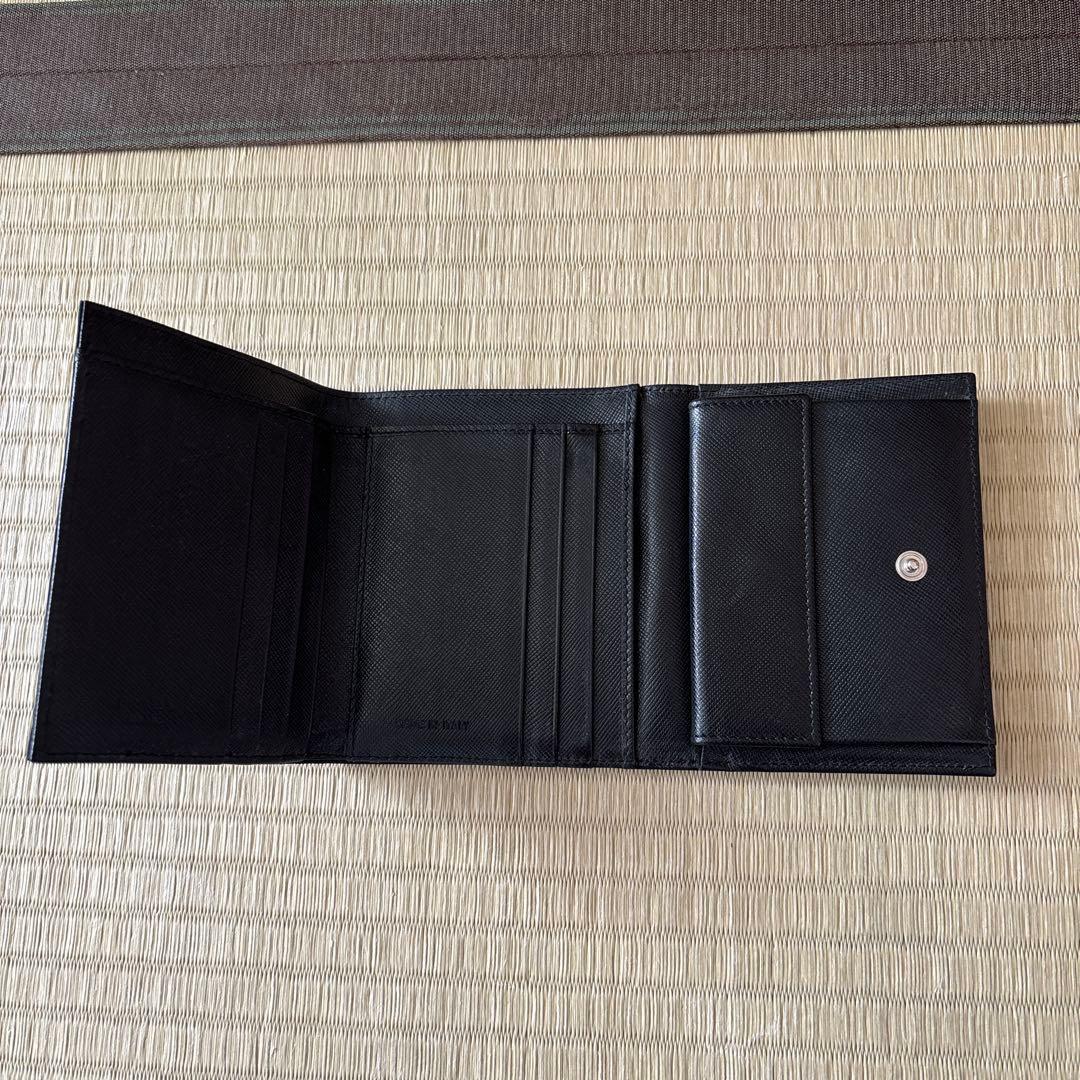 PRADA プラダ 黒 ナイロン/レザー 三つ折り財布 ギャランティカード付き