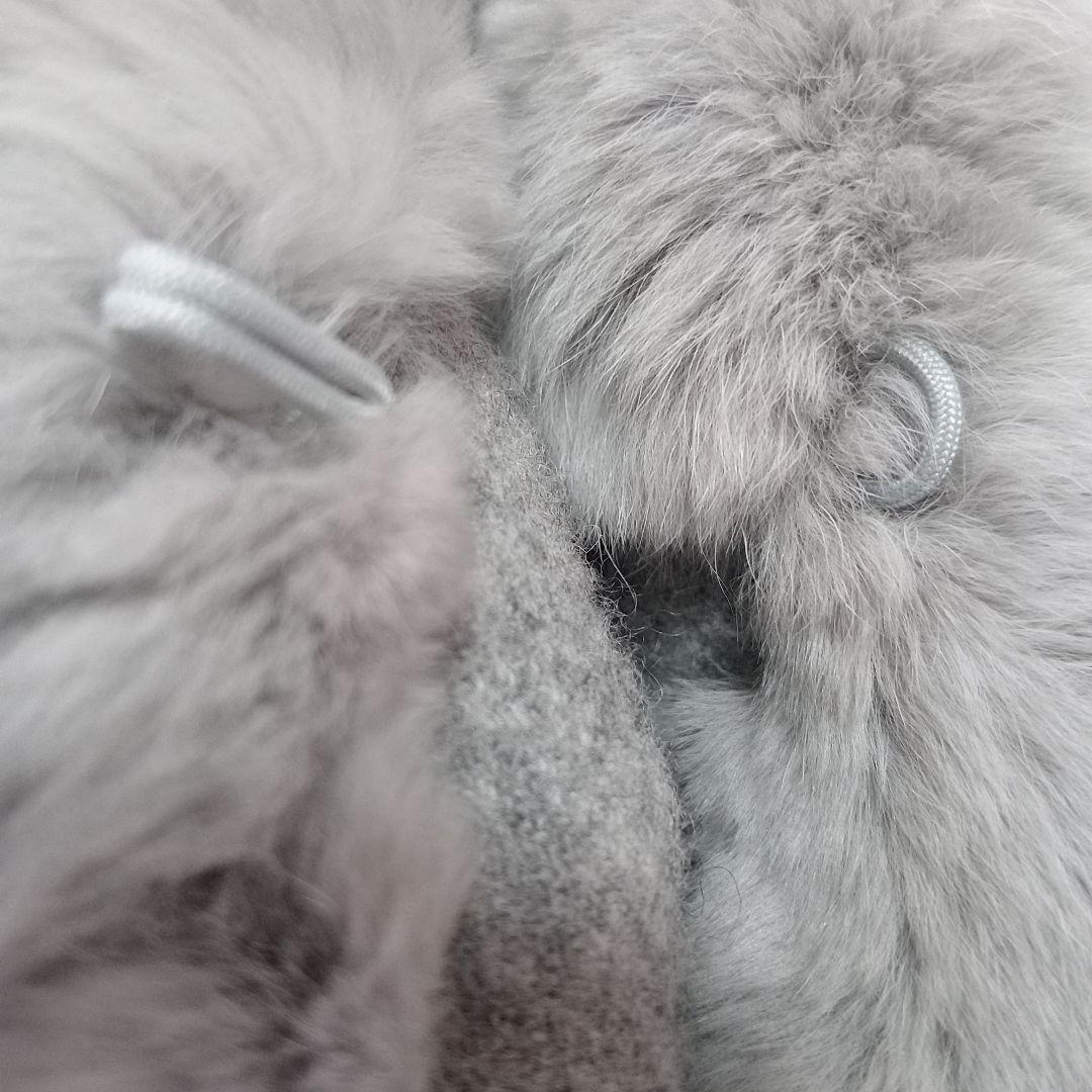 極美品 LANVIN グレー レッキスファーポンチョ ウール100％ ランバン