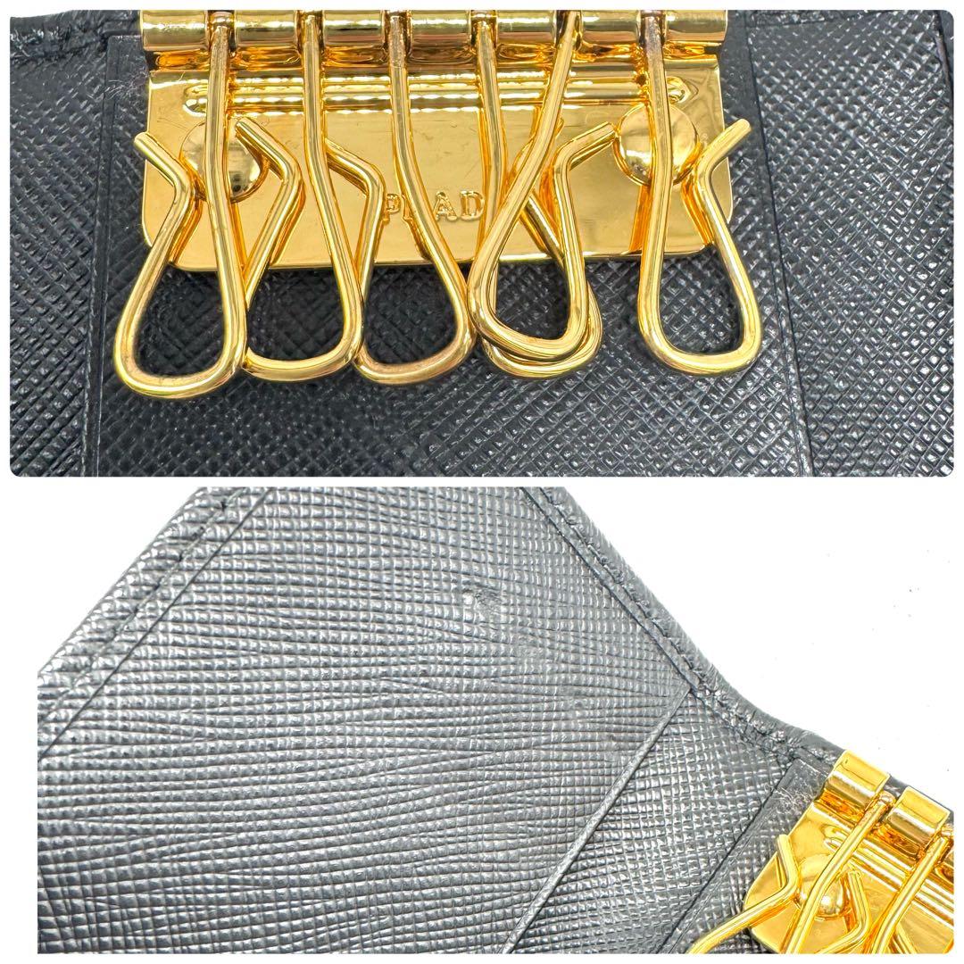 【現行類似・超美品✨】付属品完備 プラダ 6連キーケース サフィアーノレザー 黒