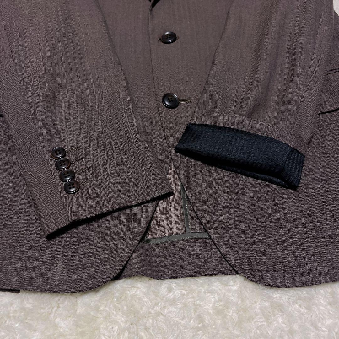 【極美品】スーツセレクト　スリーピース　スーツ　ペイズリー柄　ブラウン