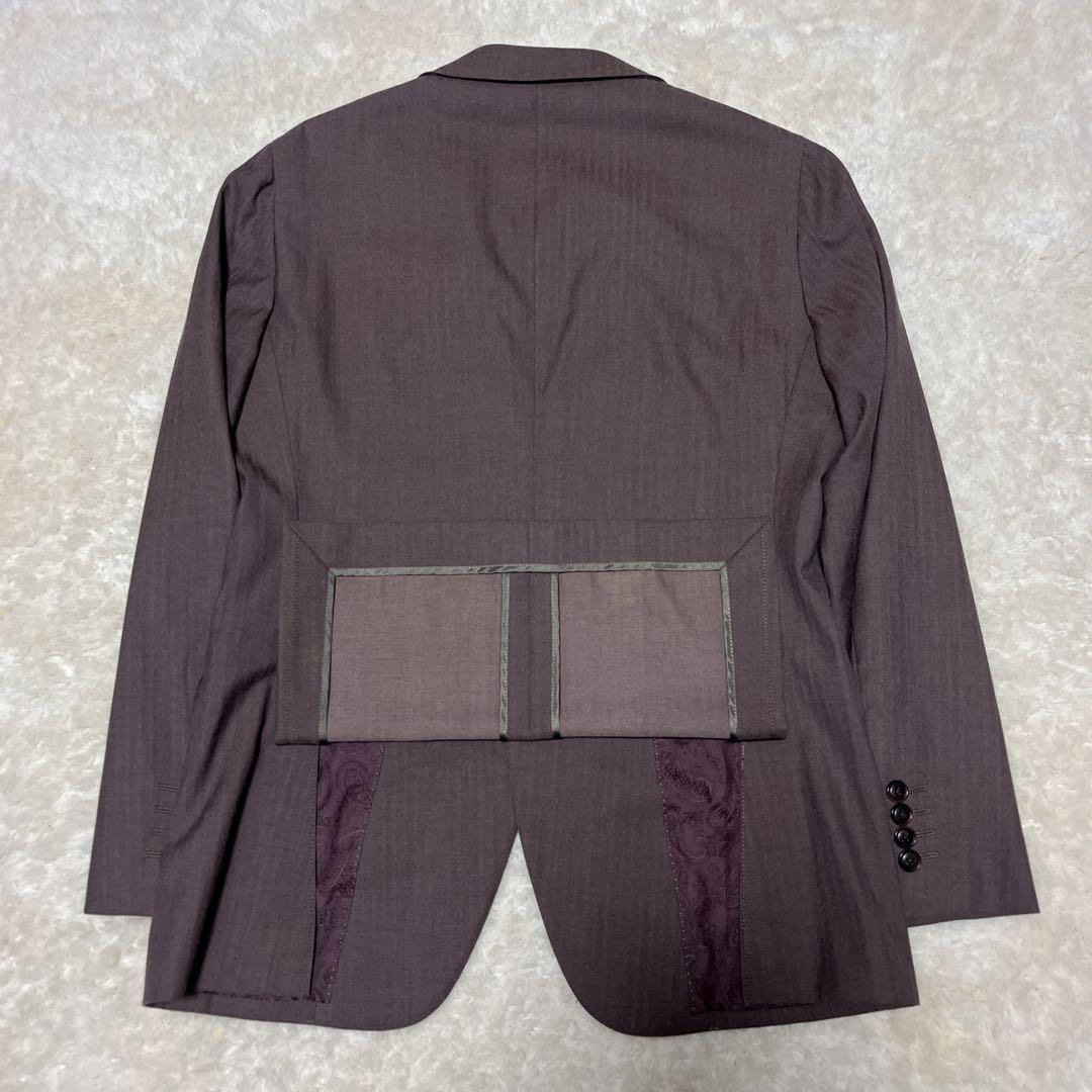 【極美品】スーツセレクト　スリーピース　スーツ　ペイズリー柄　ブラウン