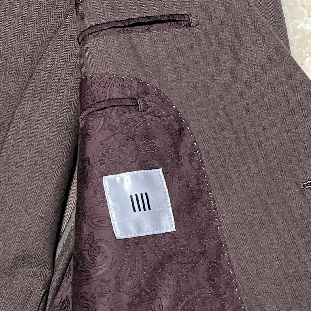 【極美品】スーツセレクト　スリーピース　スーツ　ペイズリー柄　ブラウン