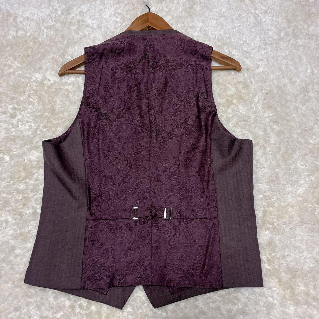 【極美品】スーツセレクト　スリーピース　スーツ　ペイズリー柄　ブラウン