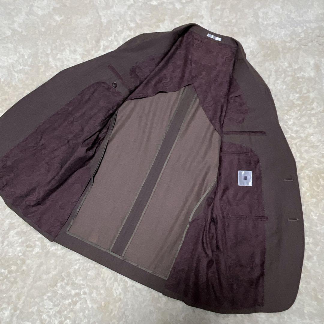 【極美品】スーツセレクト　スリーピース　スーツ　ペイズリー柄　ブラウン