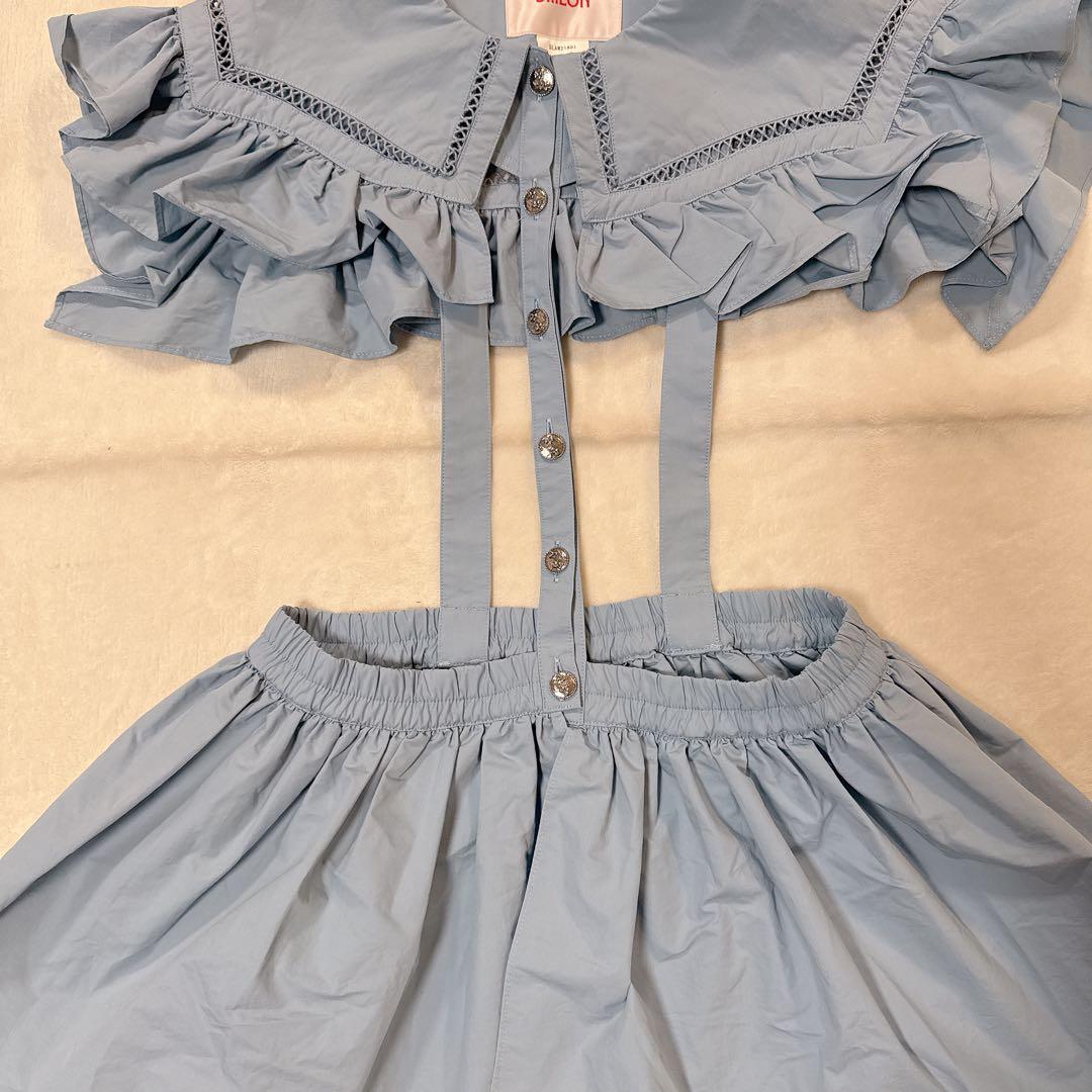 siiilon フリル付け襟 ブルー 水色 個性的 アレンジ