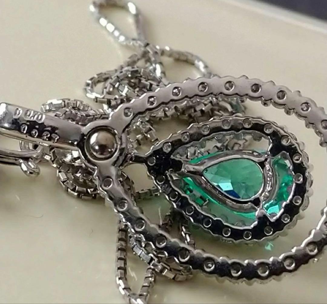 絶品！パライバトルマリン♡ダイヤ♡ネックレス♡K18WG 中央宝研鑑定書分析