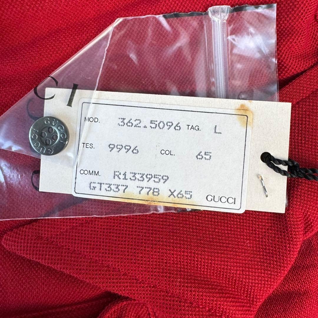 希少色 Lサイズ GUCCI グッチ ロゴ刺繍 ポロシャツ レッド