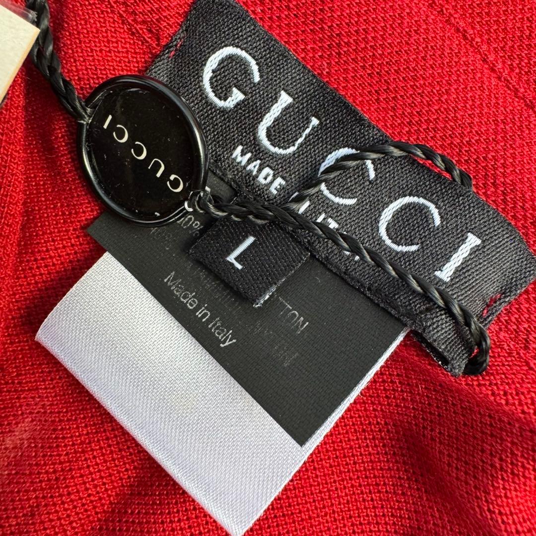 希少色 Lサイズ GUCCI グッチ ロゴ刺繍 ポロシャツ レッド