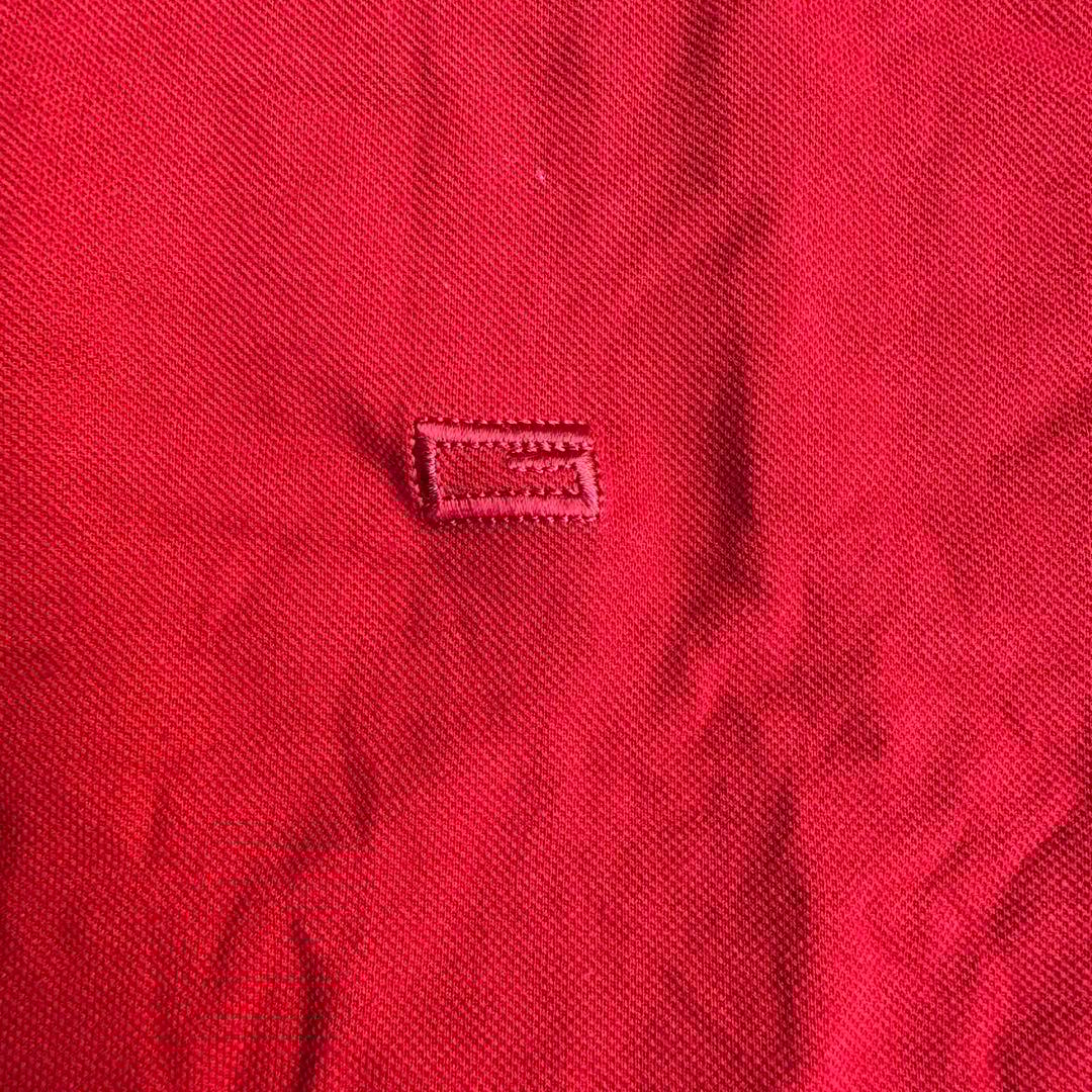 希少色 Lサイズ GUCCI グッチ ロゴ刺繍 ポロシャツ レッド