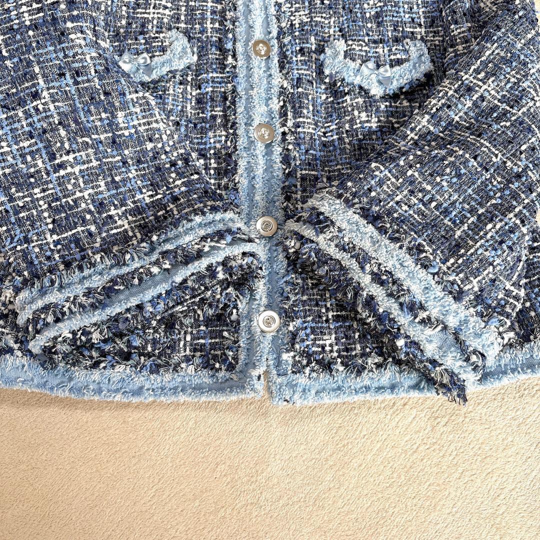 美品⭐️TOBE CHIC フリンジ リボン ノーカラーツイードジャケット L