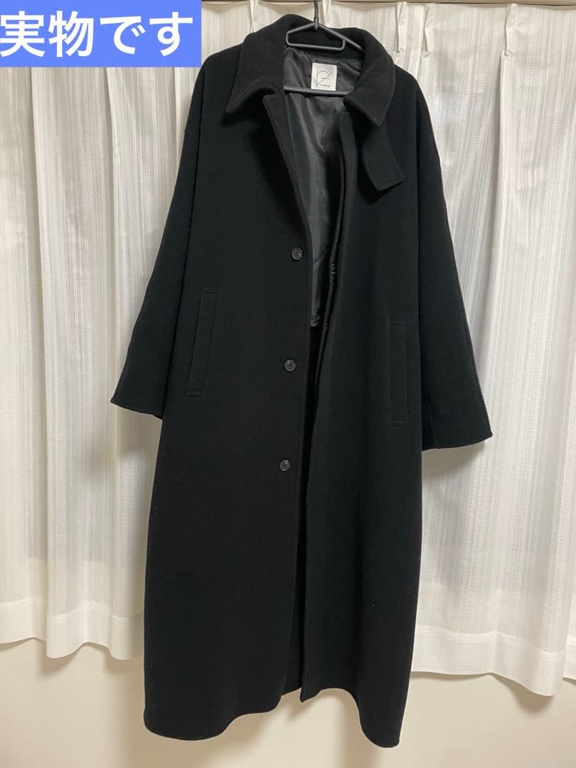 yoさま　crewre リバーロングステンカラーコート black 3