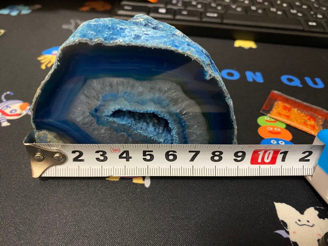 【一点物】ブルーアゲート 瑪瑙 ジオード 原石スライス｜深海ブルー 天然石