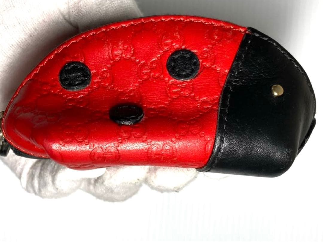 良品　 グッチ　グッチシマ　レザー　てんとう虫　ケース　ミニポーチ
