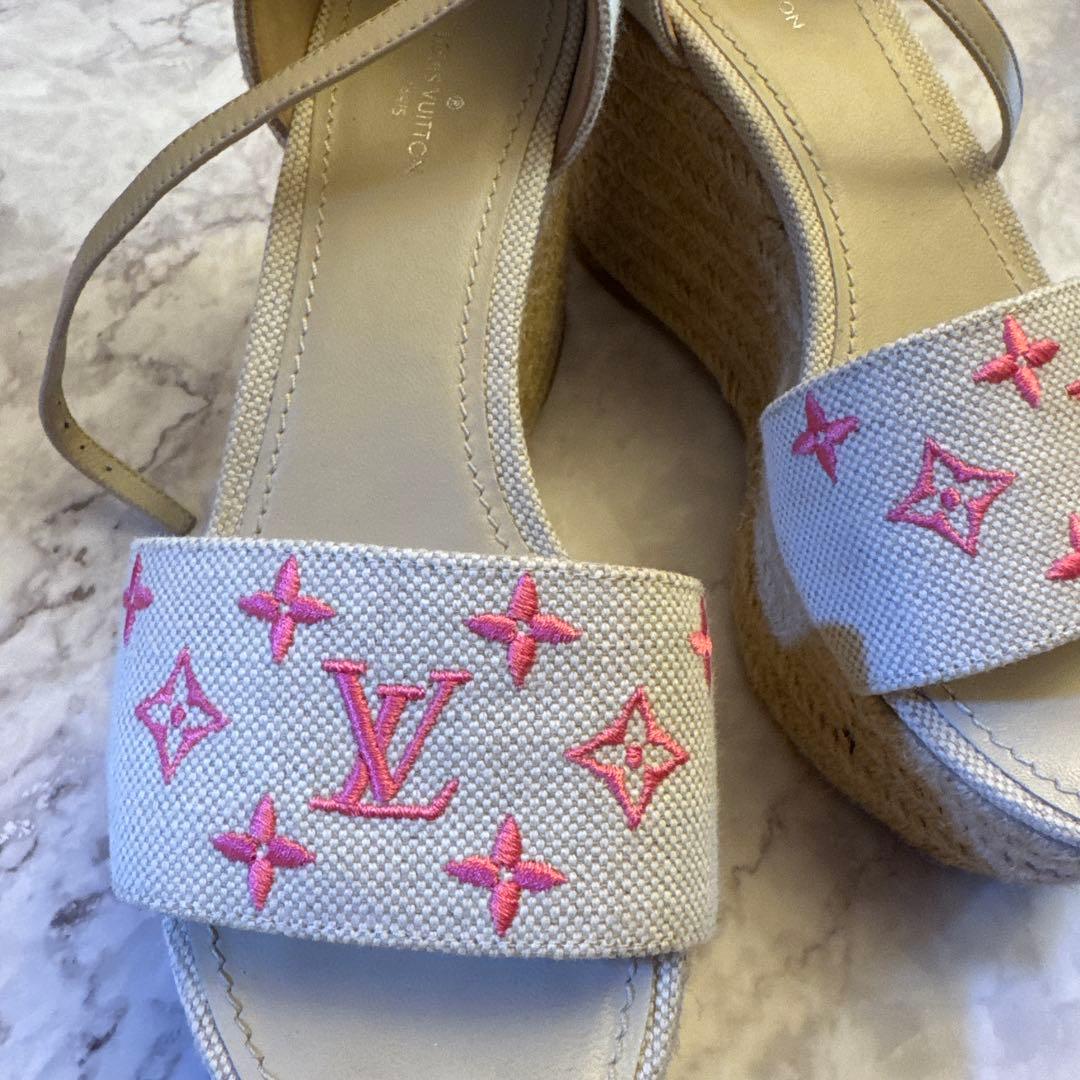 値下げ！Louis Vuitton ウェッジサンダル ホワイト/ピンク