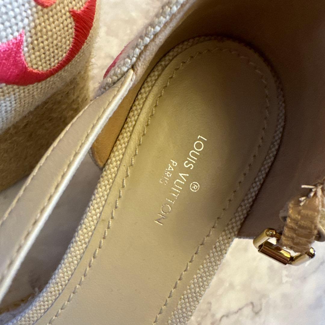 値下げ！Louis Vuitton ウェッジサンダル ホワイト/ピンク