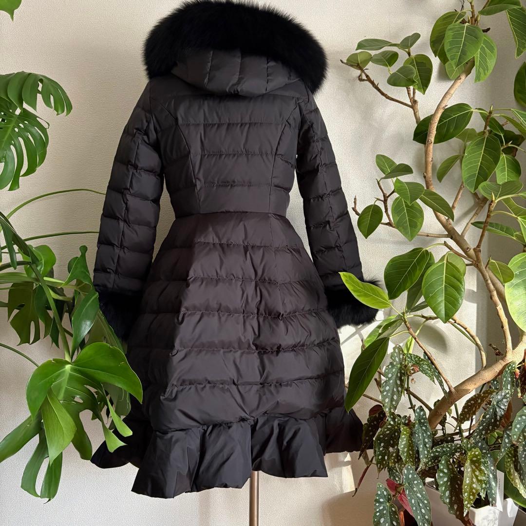 chestyロングダウンフォックスファー付きブラックA124