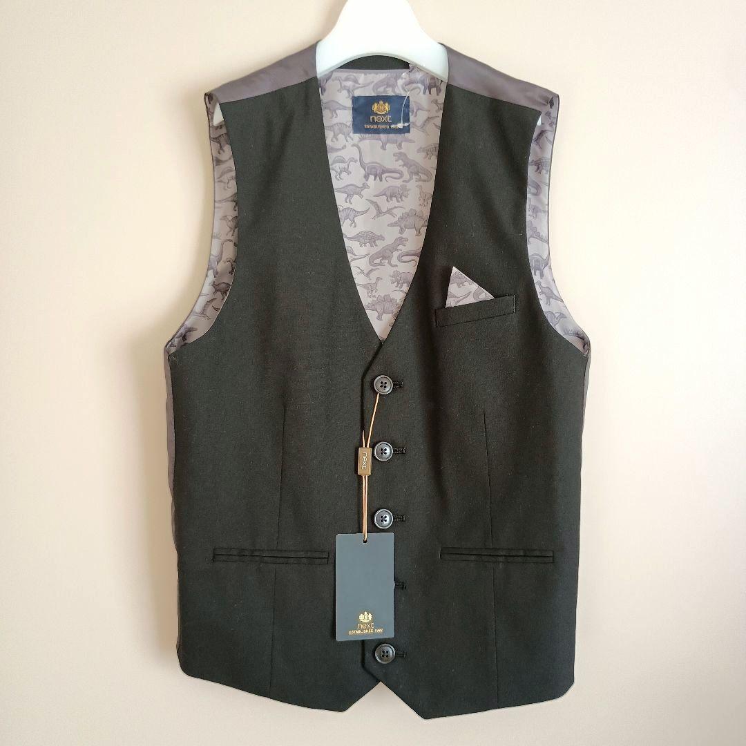 新品　NEXT　男の子　黒　ブラック　スーツ　ベスト　ジャケット　パンツ　152