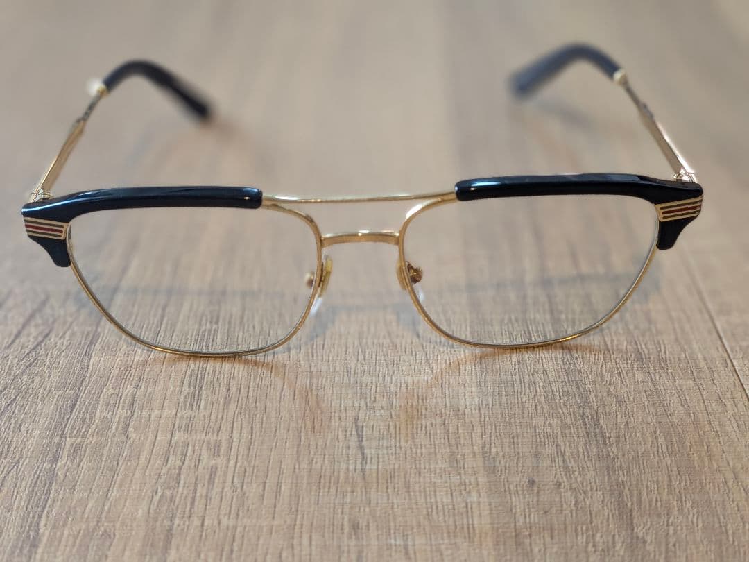 Gucci ゴールド/ブラック ダブルブリッジ アイウエア