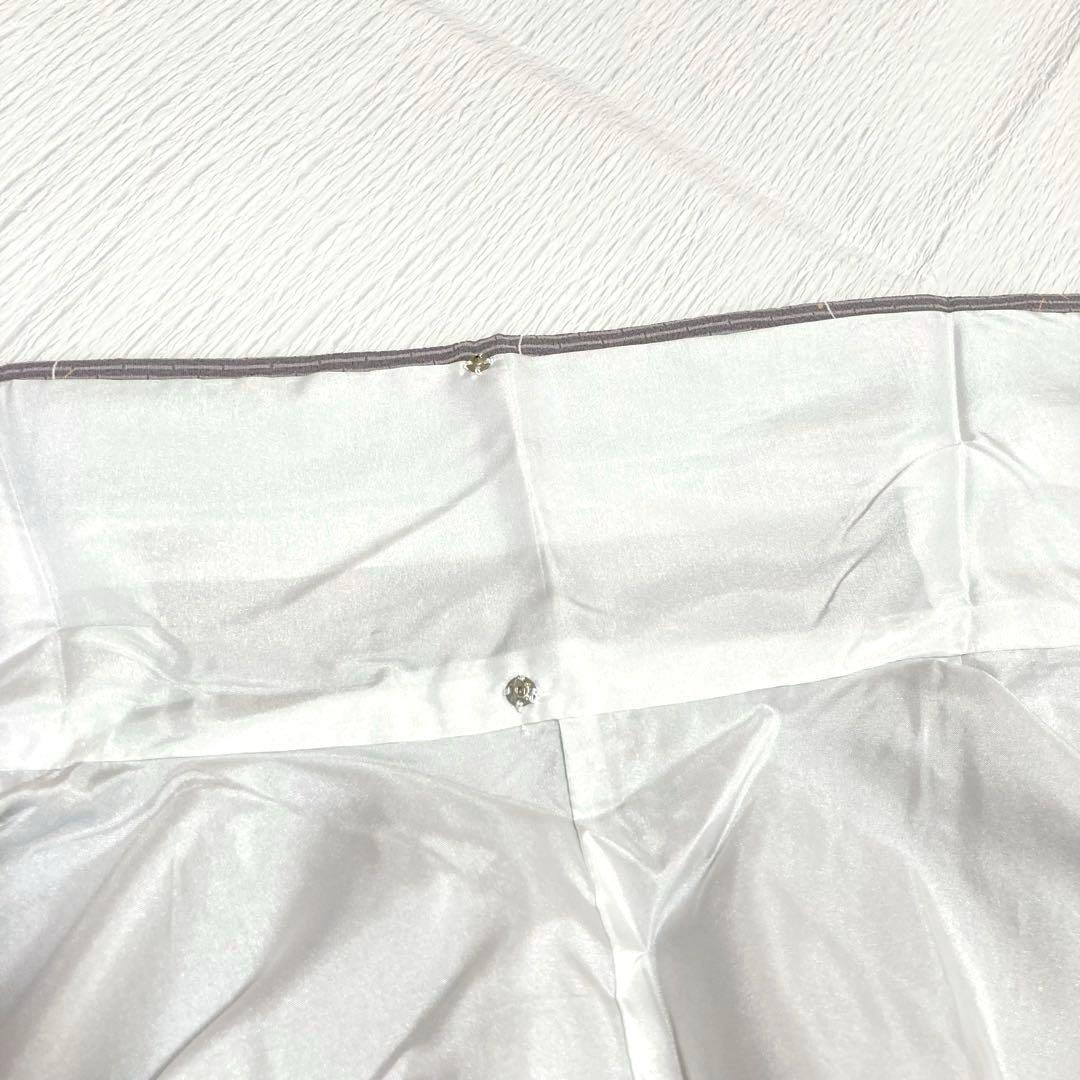 【美品✨】東レシルック　洗える着物　小紋　竹縞　露芝　灰がかった紫色　袷　B7