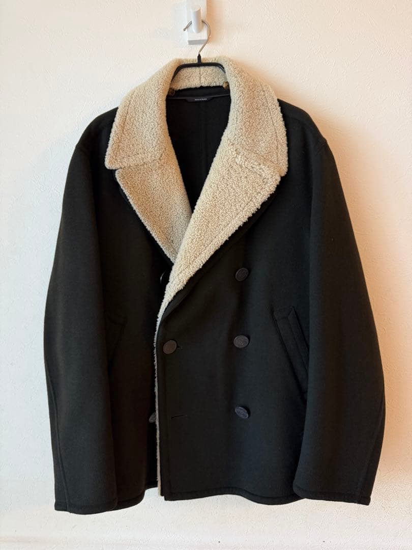 エルメス　カシミヤPコート　サイズ54 ラムスキンボア付き　状態極上
