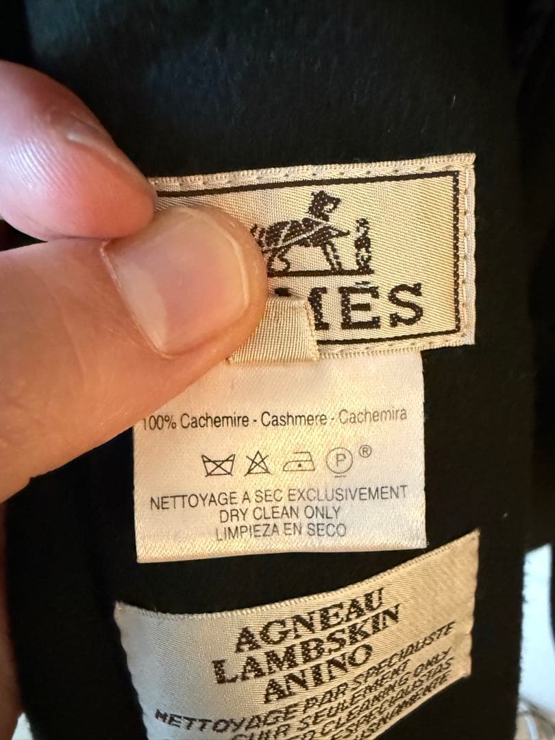 エルメス　カシミヤPコート　サイズ54 ラムスキンボア付き　状態極上