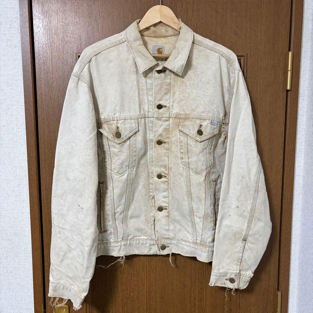 Carhartt トラッカージャケット フェード ボロ 裏地なし 80s 90s