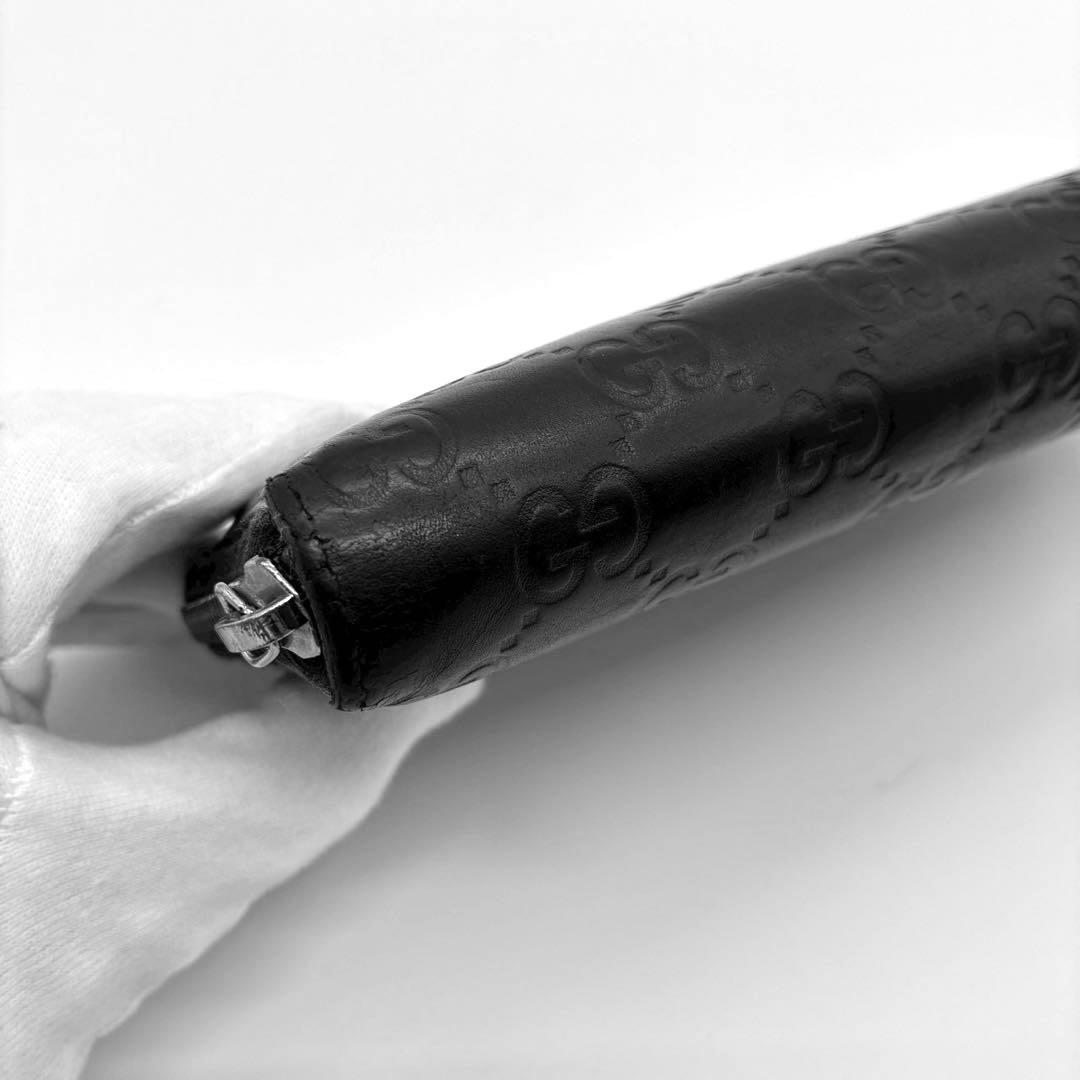 GUCCI グッチ　GGエンブレム　グッチシマ　ブラック　ラウンドジップ　長財布