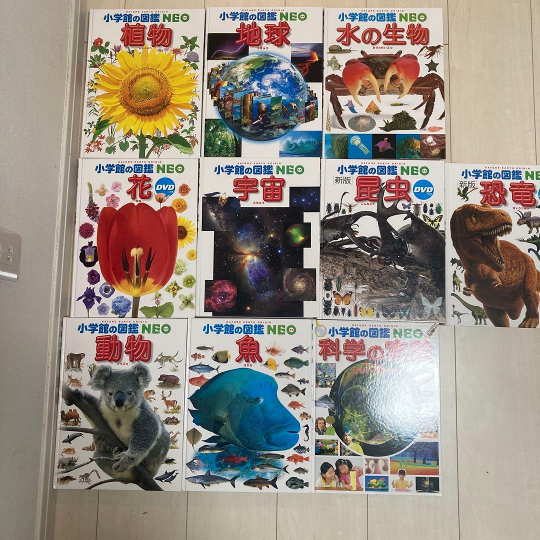 【美品】小学館の図鑑NEO 10冊セット 恐竜・昆虫・宇宙・動物 DVD付き3冊