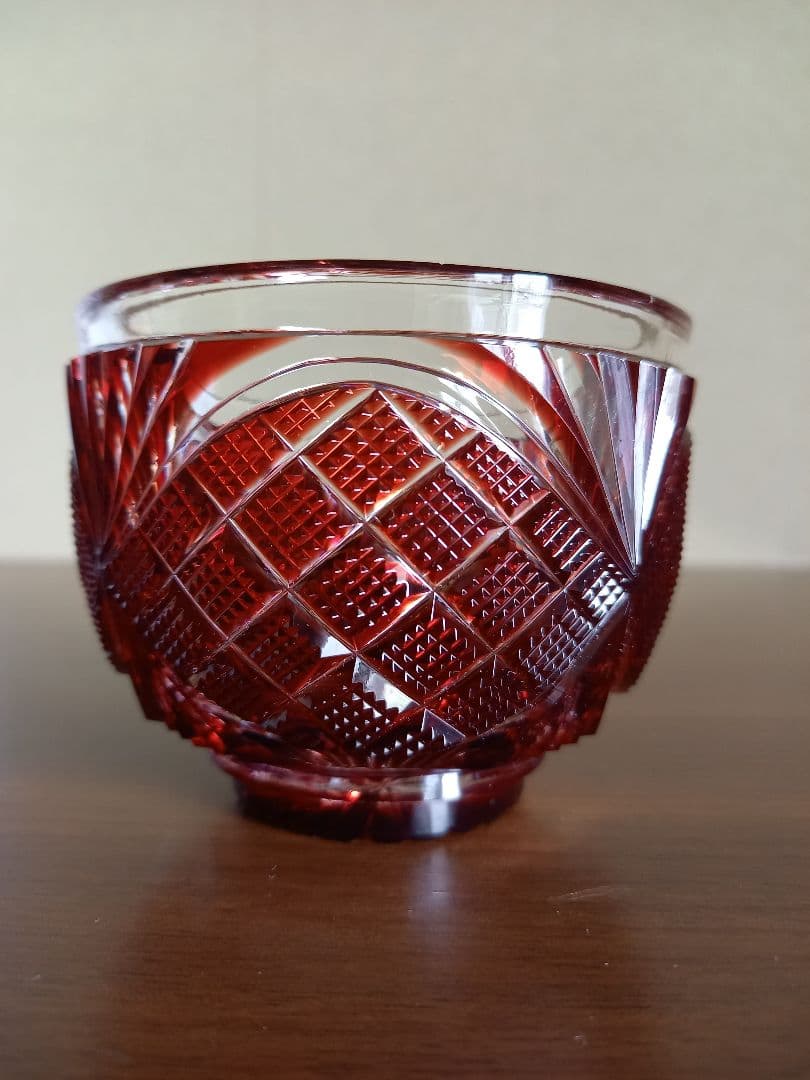 島津 薩摩切子　小付鉢　紅