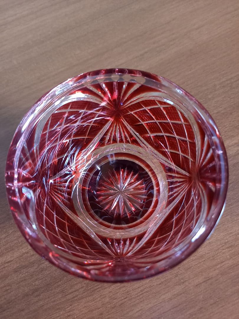 島津 薩摩切子　小付鉢　紅