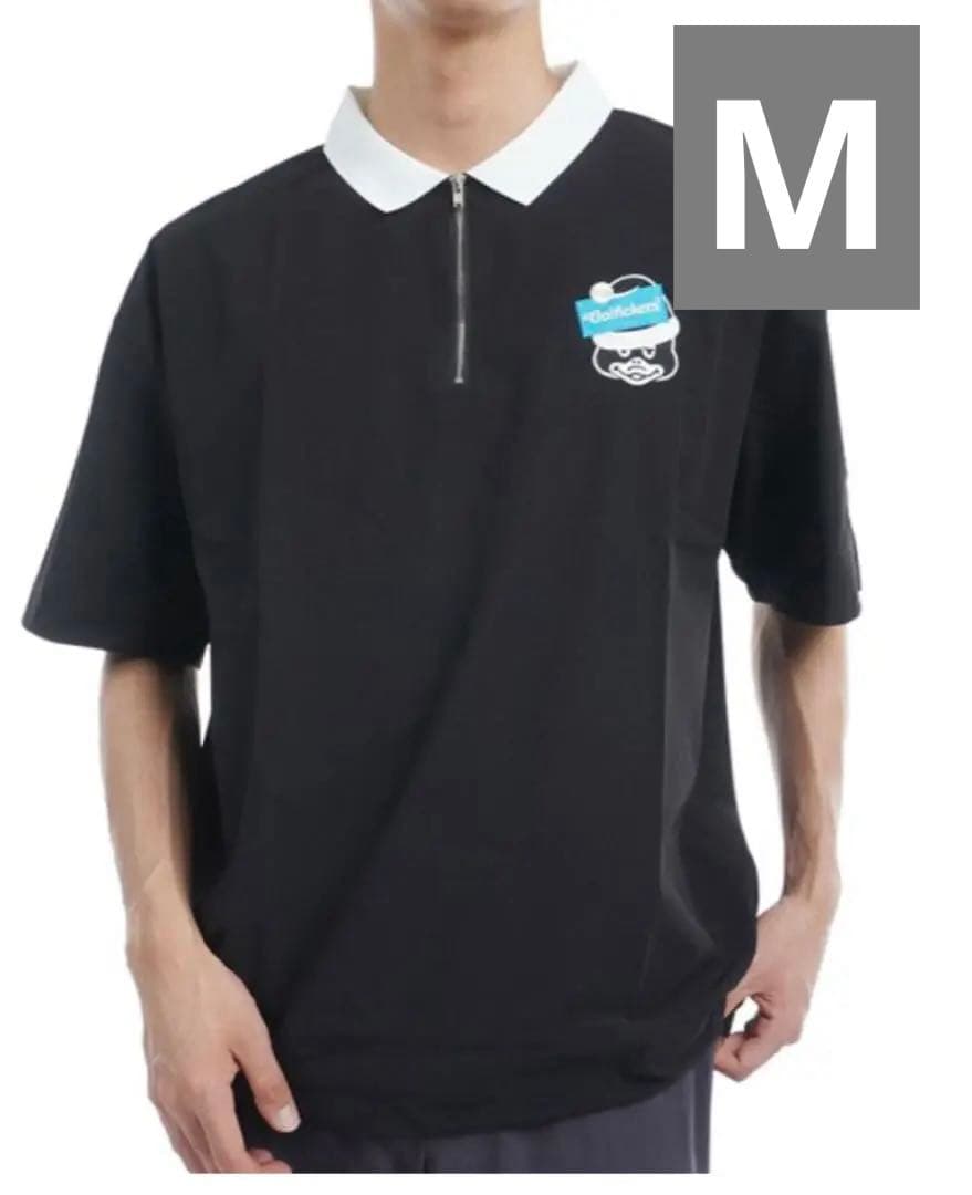 ゴルフィッカーズ　GDO限定 ストレッチ ハーフジップ・ワイド半袖ポロシャツ