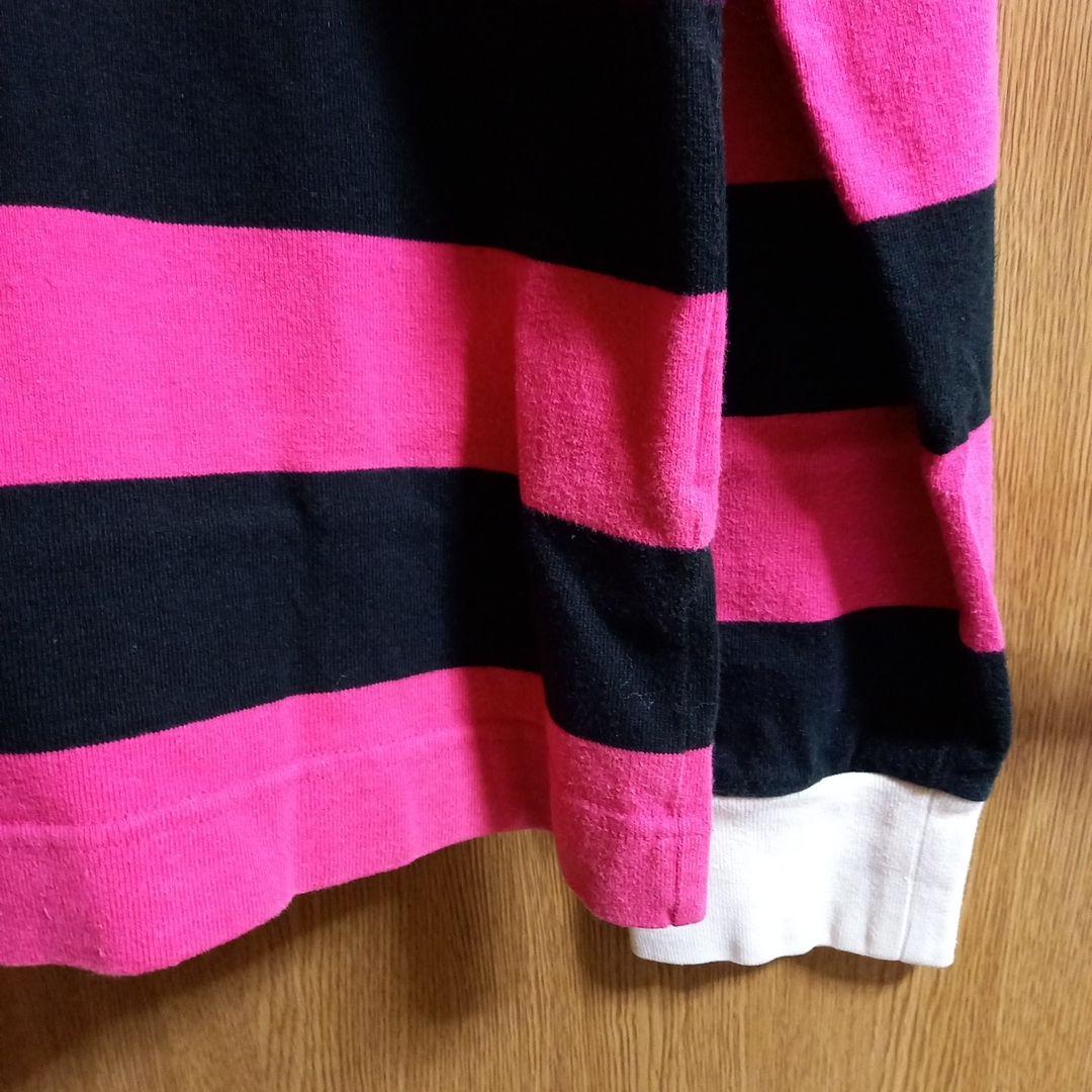 BABY MILOラガーシャツ M ピンクと黒のストライプ