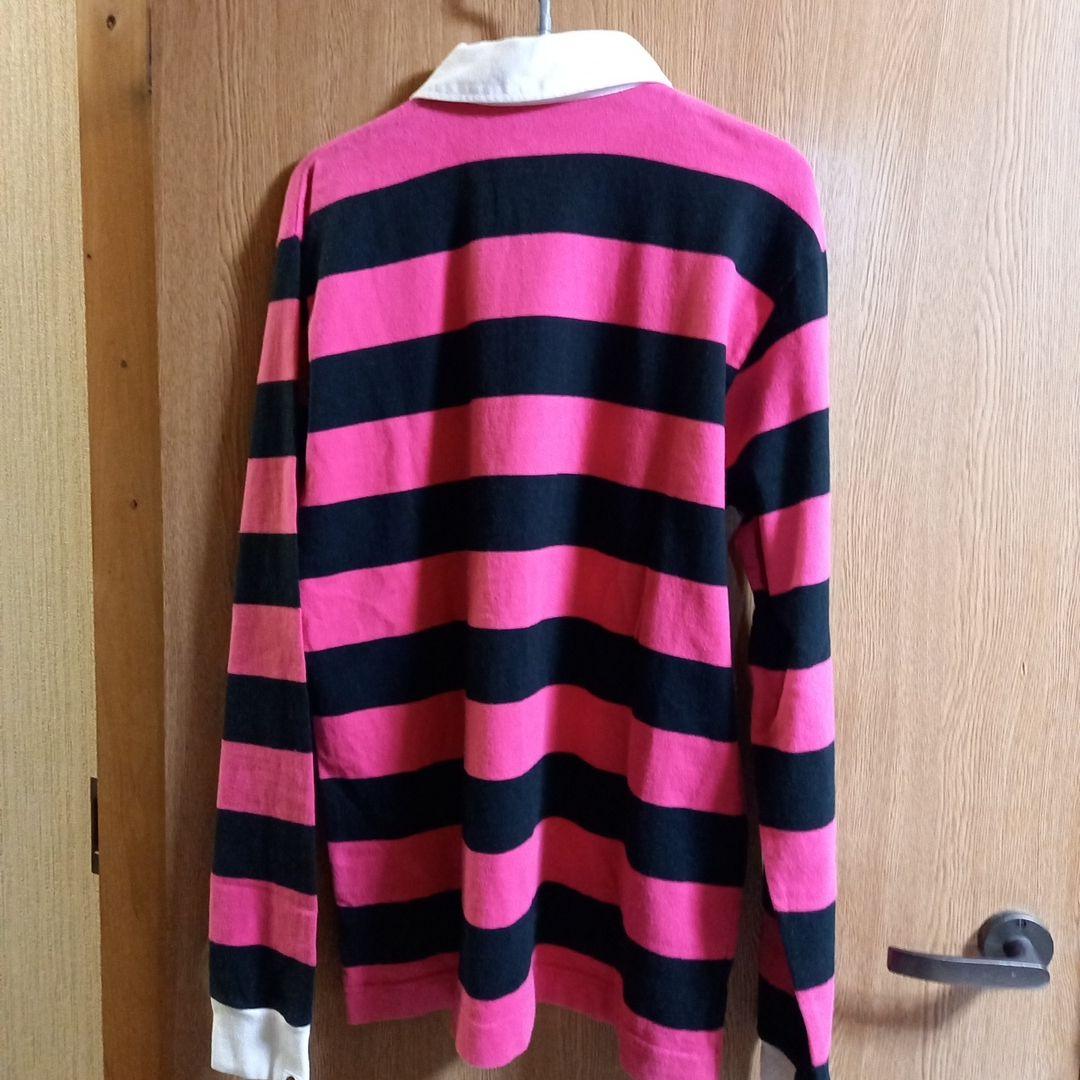 BABY MILOラガーシャツ M ピンクと黒のストライプ