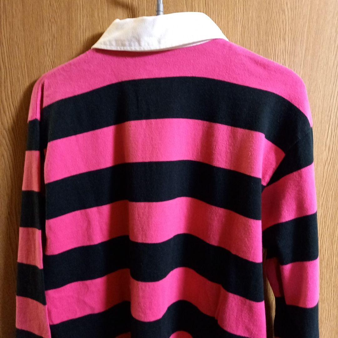 BABY MILOラガーシャツ M ピンクと黒のストライプ