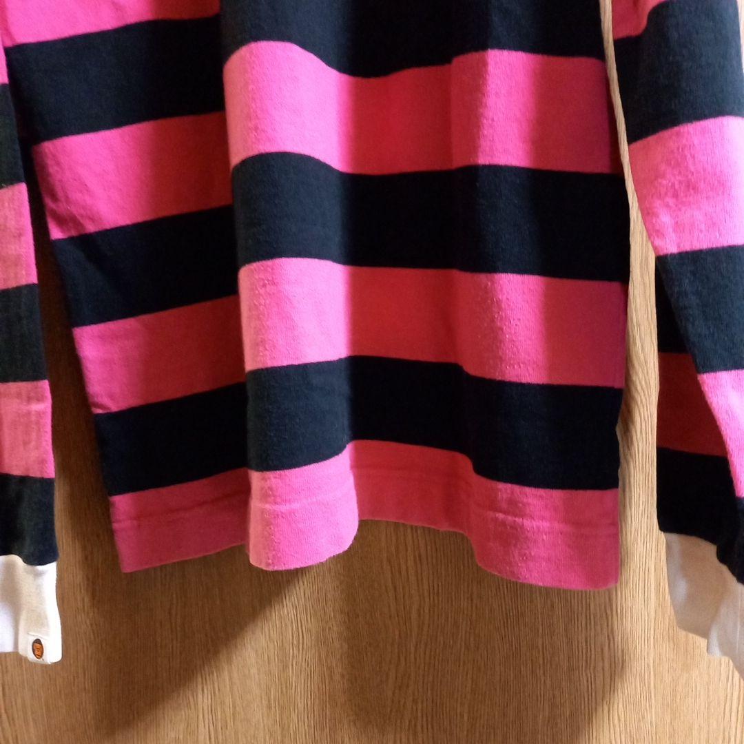 BABY MILOラガーシャツ M ピンクと黒のストライプ