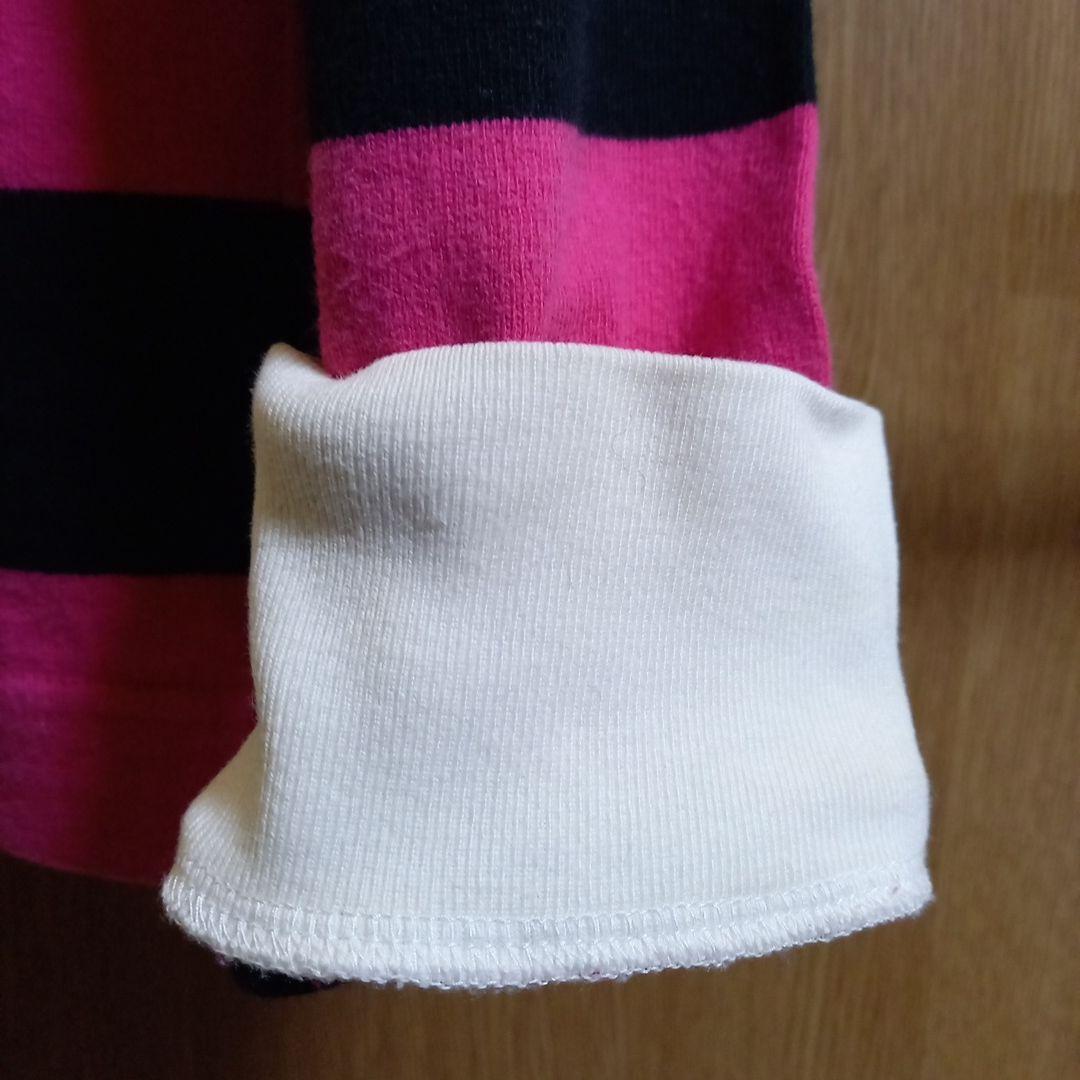 BABY MILOラガーシャツ M ピンクと黒のストライプ