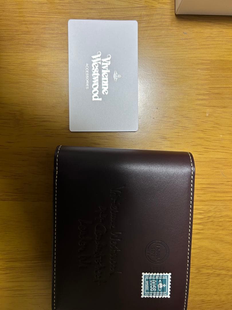 箱付 ヴィヴィアンウエストウッド レザー折財布 茶 エンベロープ