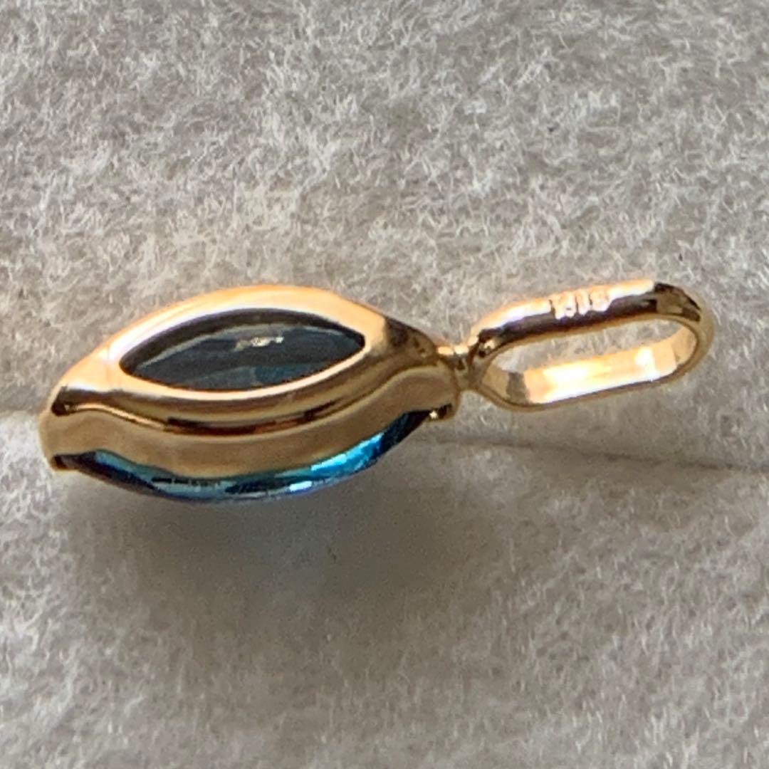 K18 ロンドンブルートパーズ　4×8マーキスペンダントトップ0.27g