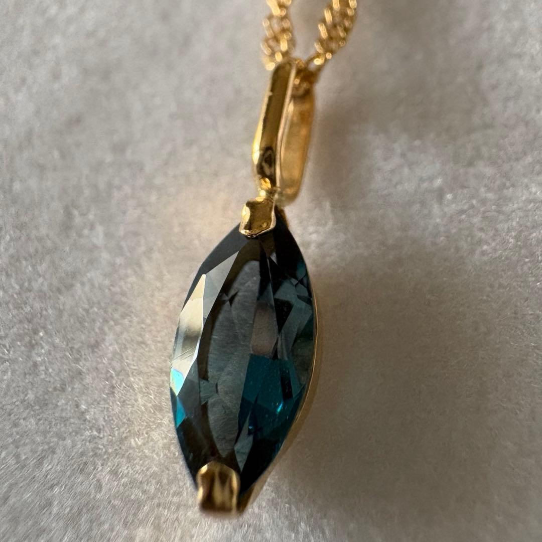 K18 ロンドンブルートパーズ　4×8マーキスペンダントトップ0.27g