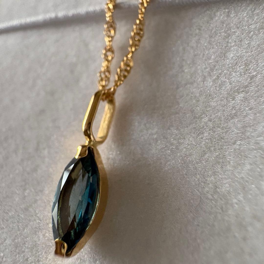 K18 ロンドンブルートパーズ　4×8マーキスペンダントトップ0.27g