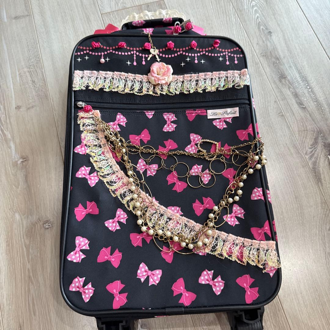 希少✨　La Pafait リボン柄小型キャリーケース　ラパフェ