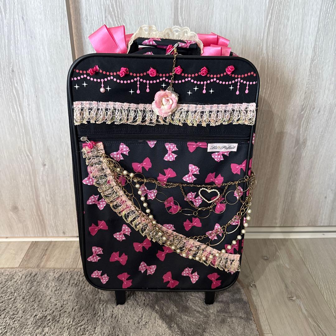 希少✨　La Pafait リボン柄小型キャリーケース　ラパフェ