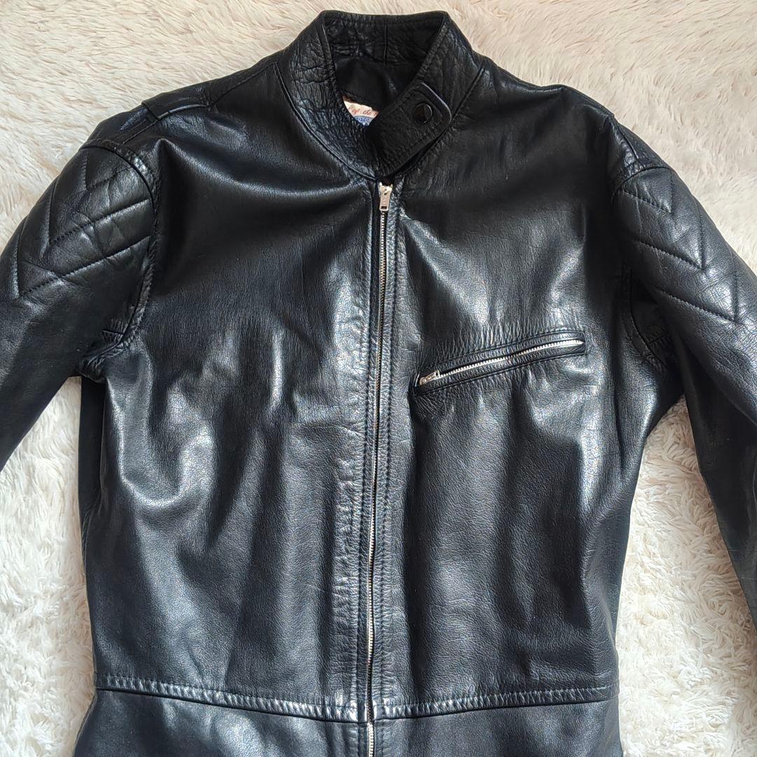 70s イノウエモーターパーツ 革ツナギ ライダースーツ ブラック