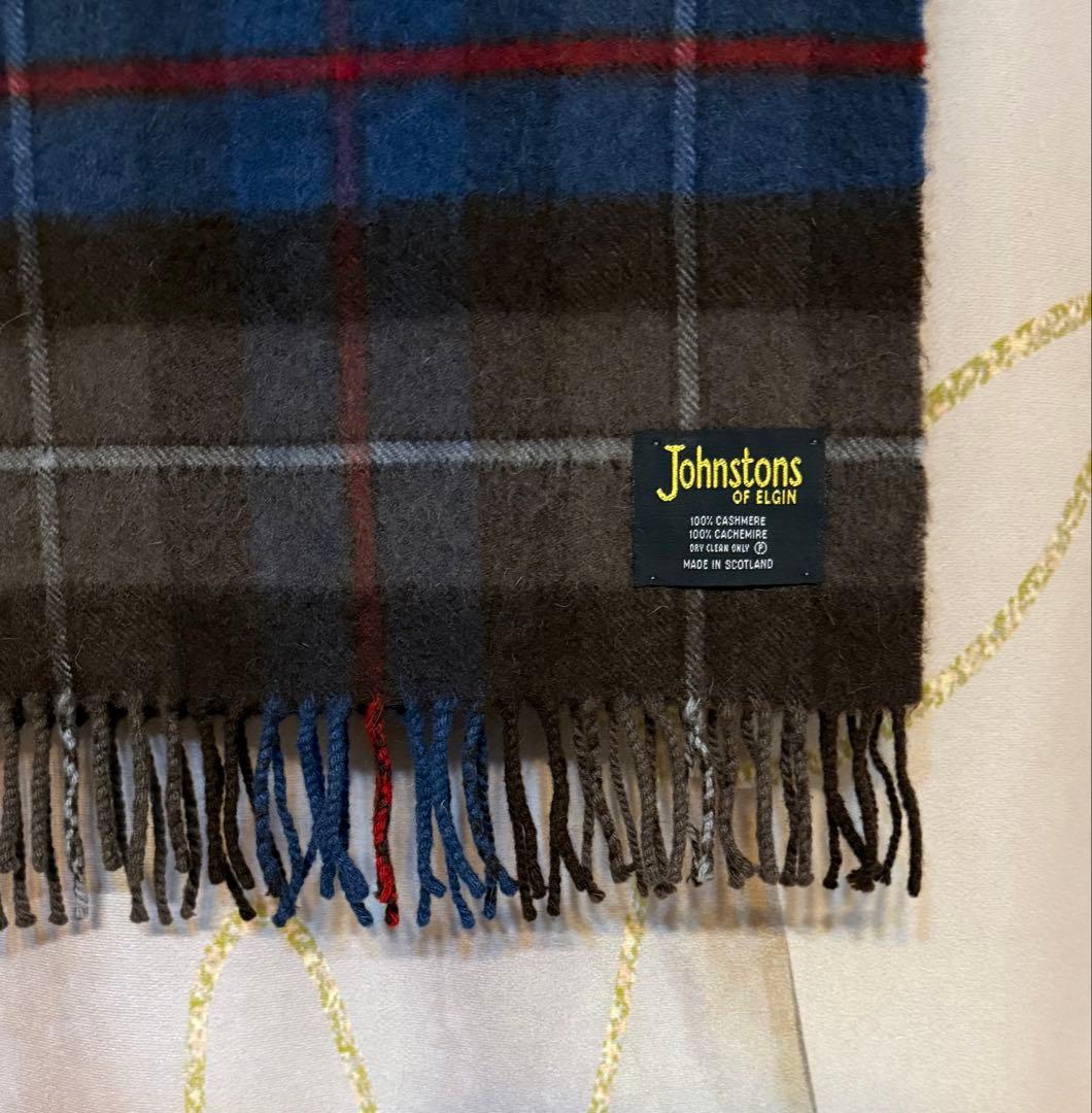 ジョンストンズ オブ エルガン タータンチェック カシミヤ100% マフラー