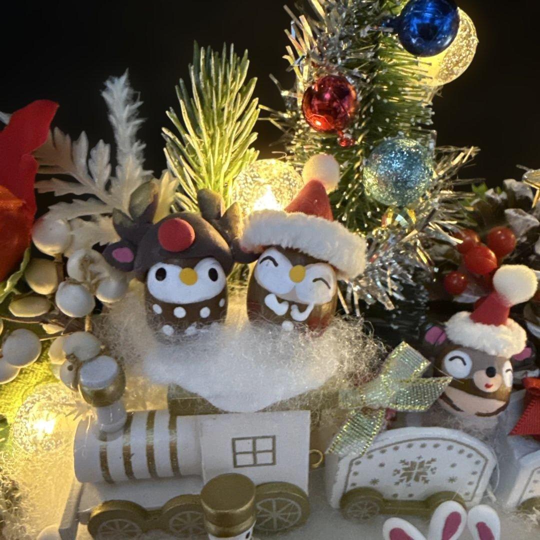 どんぐりアート♡let's goトレインクリスマスオブジェ＆タペストリー風♡