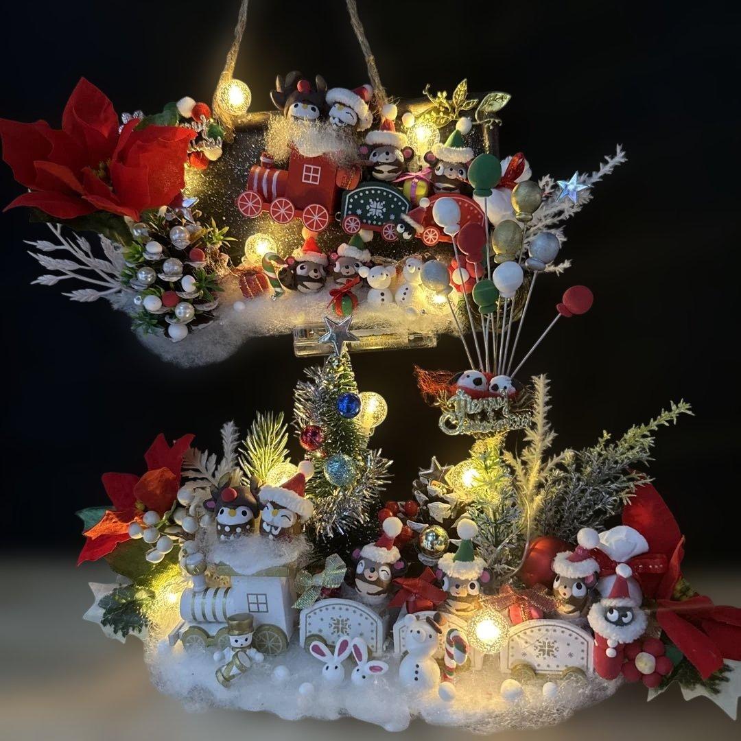 どんぐりアート♡let's goトレインクリスマスオブジェ＆タペストリー風♡